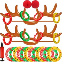 Christmas Inflatable Reindeer Antler Ring Toss Game 2 Sets, 2024 A-antlers