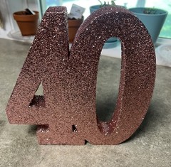 40th Birthday/Anniversary Decoration. Rose Gold Glitter.