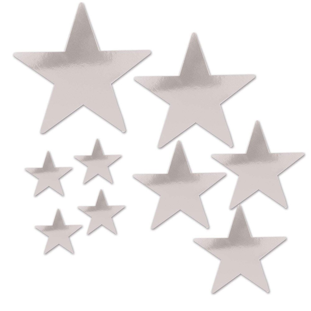 Beistle Pkgd Foil Star Cutouts – Silver – General Occasion | Party Supply