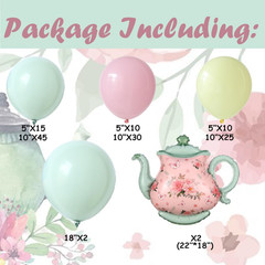 Tea Party Decorations 139Pcs Pastel Tea Party Balloon Arch Garland Kit with Pink
