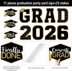 11 Pcs Graduation Yard Sign Decorations Congrats Graduation Lawn Signs 2026 G…
