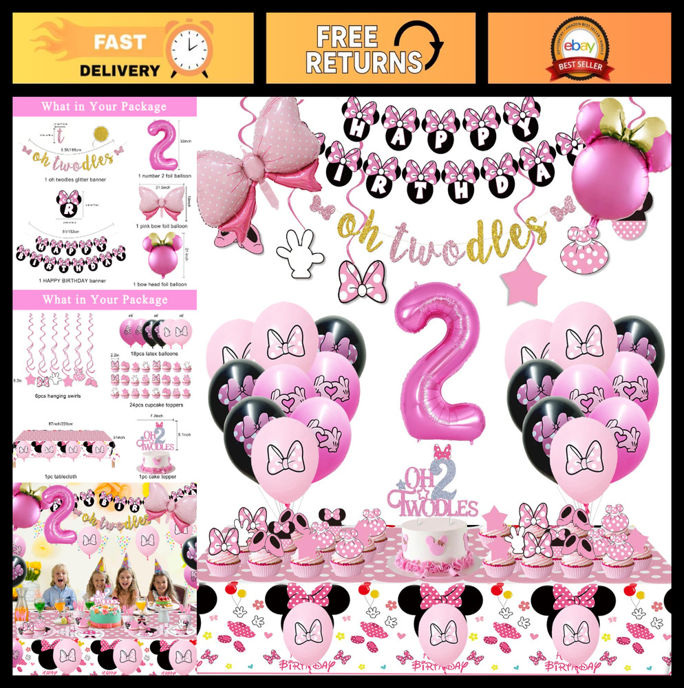Pink 2nd Birthday Party Supplies – Oh Twodles Decorations, Banner, Balloons & Mo