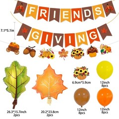 60Pcs Friendsgiving Decorations Banner Balloons for Friendsgiving Fall Home T…