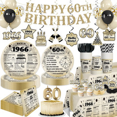 60Th Birthday Decorations for Men, Disposable Tableware Set with Banner, Balloon