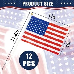 12 Pack Mini American Flags on Stick – Perfect for 4th of July Celebrations