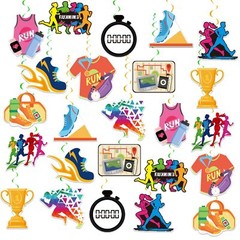 Running Hanging Swirls 24 Pack Spirals Ceiling Decor Sports Fitness Party