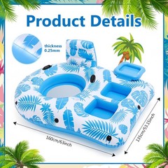 1 or 2 Person Inflatable Pool Float Adult Chair Lounger Floaties with Grab Ha…