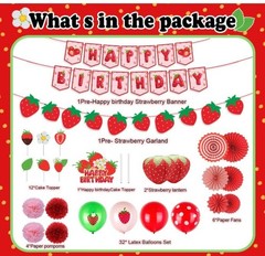 Strawberry Shortcake Birthday Decorations – Banner Cake Toppers Balloons Pape…