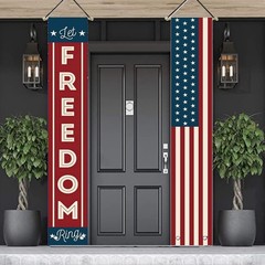Vibrant Red, White & Blue Hanging Banners for 4th of July Celebrations (2-pack)