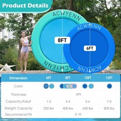 ACWYENN 6/8/10/12FT Inflatable Water Hammock Lake Floats for Adults Round Flo…