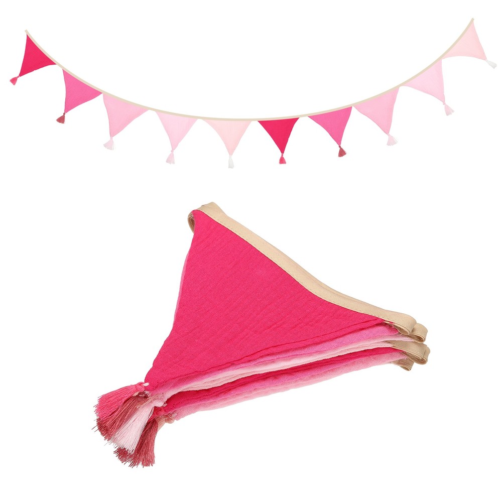 3.1m/10.2ft Fabric Pennant Banner, Pennant Banner Flags, Hot Pink