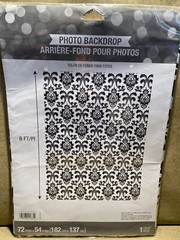 Creative Converting Black and White 6 Foot Damask Photo Backdrop