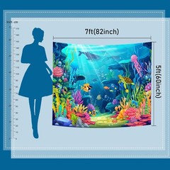 7x5ft Under the Sea Backdrop Little Mermaid Ocean Theme Party Decorations for