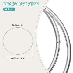 4 Pcs Metal Hoops for Crafts, 6.3 Inch Dream Catcher Rings, Silver
