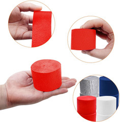 Crepe Paper Streamers 4 Rolls 328Ft, Red White Blue Silver Paper Party Streamers