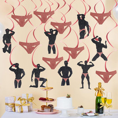 Bachelorette Party Decorations Supplies, Rose Gold Funny Male Hanging Swirls Par