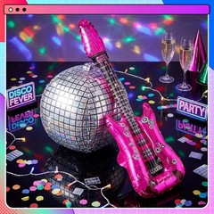 Inflatable Disco Ball Guitar Props Retro Party Accessories for 80s 90s Celebr…