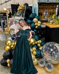 Chrome dark Teal and gold black Balloon Garland Kit 170Pcs Double-Stuffed Nav…