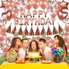 Designer Rose Gold 6th Happy Birthday Balloon Banner Party Decoration Supplies