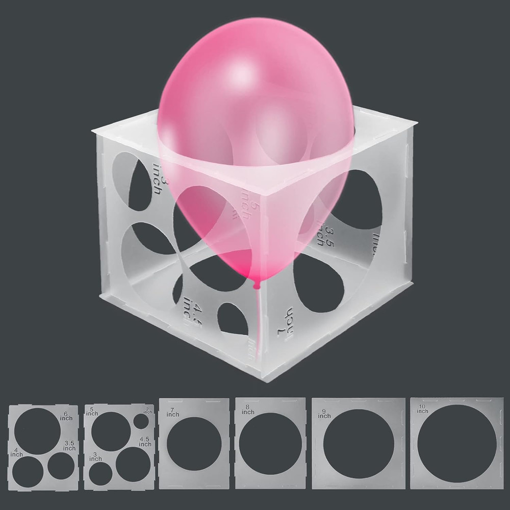 11 Holes Balloon Sizer Collapsible Cube Box Measurement Tool for Balloon Decor