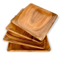 WRIGHTMART Set of 4 – 8 Inch Square Acacia 4 8 x 8 inches, Natural