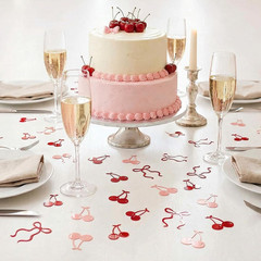 100Pcs Paper Cherry Bow Confetti, Paper Bows Cherries Table Scatters Party Favor