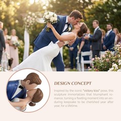 Wedding Cake Topper Decoration: Bride and Groom Kissing Resin Figurine with S…