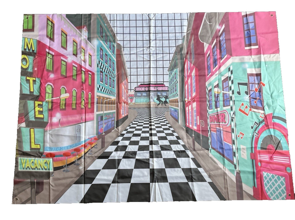 50s Rock N Roll Diner Backdrop Party Decoration Photography Background Banner