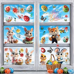 AhfuLife Easter Window Cling, 9 Sheets 30cm x 20cm, Stickers S