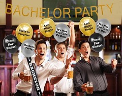 Bachelor Party Decorations, (Gold Bachelor Banner, Bachelor Sash, 16 Funny Pa…
