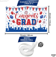 , Red and Blue Congratulations Banner, XtraLarge, 72×44 Inch, Graduation Backdro