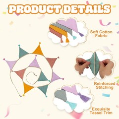 3.1m/10.2ft Fabric Pennant Banner Pennant Banner Flag Purple/Green/Yellow/Orange