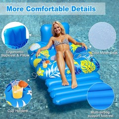 Inflatable Pool Lounger Float, Heavy Duty Pool Floats for Adults with Innovat…