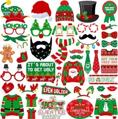42 PCS Ugly Christmas Sweater Party Decorations Photo Props Tacky Photography
