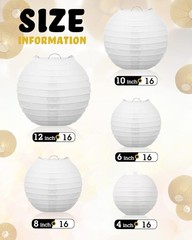 80 Pcs Paper Lanterns Bulk for Wedding, 4» 6» 8» 10» 12» Round Chinese L…