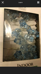 Blue Baby Boy Shower Indoor 10ft LED Lights. Silver Wire Pacifier Carriage Bear