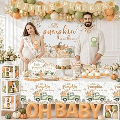 Little Pumpkin Baby Shower Decorations Set. Boy or Girl, Gender Neutral NEW