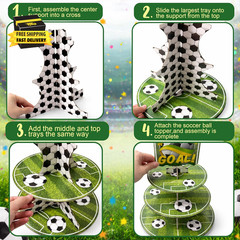 World Soccer Cup Decorations 2026 – 3 Tier Soccer Cupcake Stand | Soccer Party D