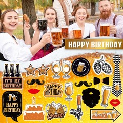 Black and Gold Party Decorations for Men and Women: Happy Birthday Banner, Fr…