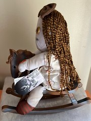 New! Animated Creepy Rag Doll On Rocking Horse Sound Lights Halloween See Video