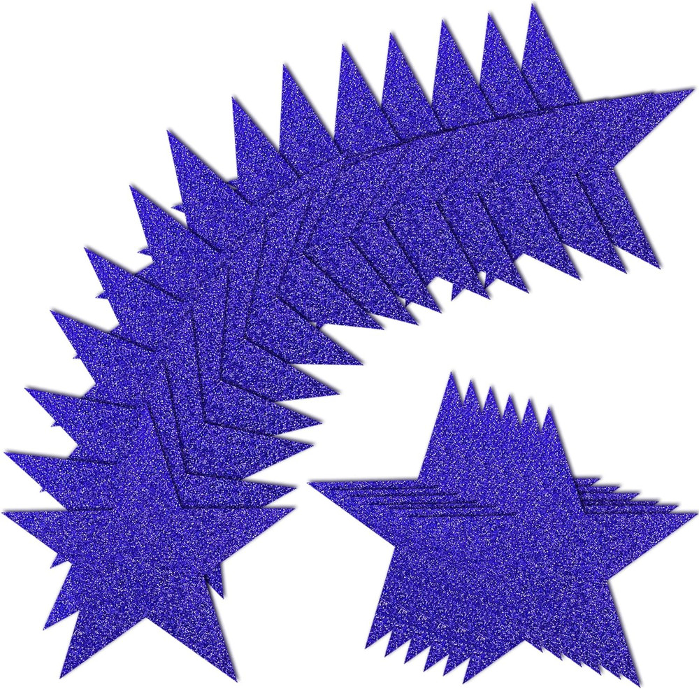 100 PCS Glitter Blue Five Star Cutouts Paper Stars Confetti Cutout Blue Star Cut