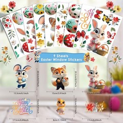 AhfuLife Easter Window Cling, 9 Sheets 30cm x 20cm, Stickers S