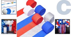 492ft Red White Blue Crepe Paper Streamers – Perfect for Independence Day Decor