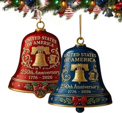 Celebrate 250th Anniversary with 2 Pack of Patriotic Acrylic Bell Ornaments