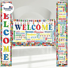 3 Pcs World Flags Welcome Banners, Multicultural Classroom Decorations for Schoo