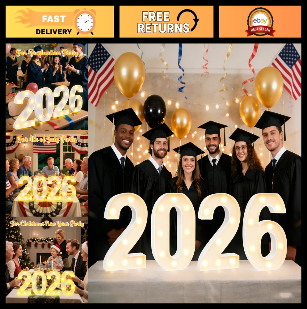 Light Up Marquee Numbers 2026 – Graduation Decorations, Party Decor, Birthday Si