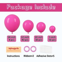 130pcs Hot Pink Balloons Different Sizes 5/10/12/18 inch – 130pcs 09 Hot Pink