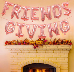 Friendsgiving Decorations Rose Gold Foil Letter 16 Inches Tall Balloons Banner T