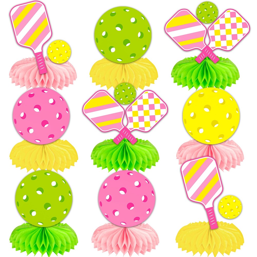10 PCS Pink Pickleball Sport Theme Party Table Honeycomb Centerpieces Decor