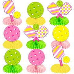 10 PCS Pink Pickleball Sport Theme Party Table Honeycomb Centerpieces Decor